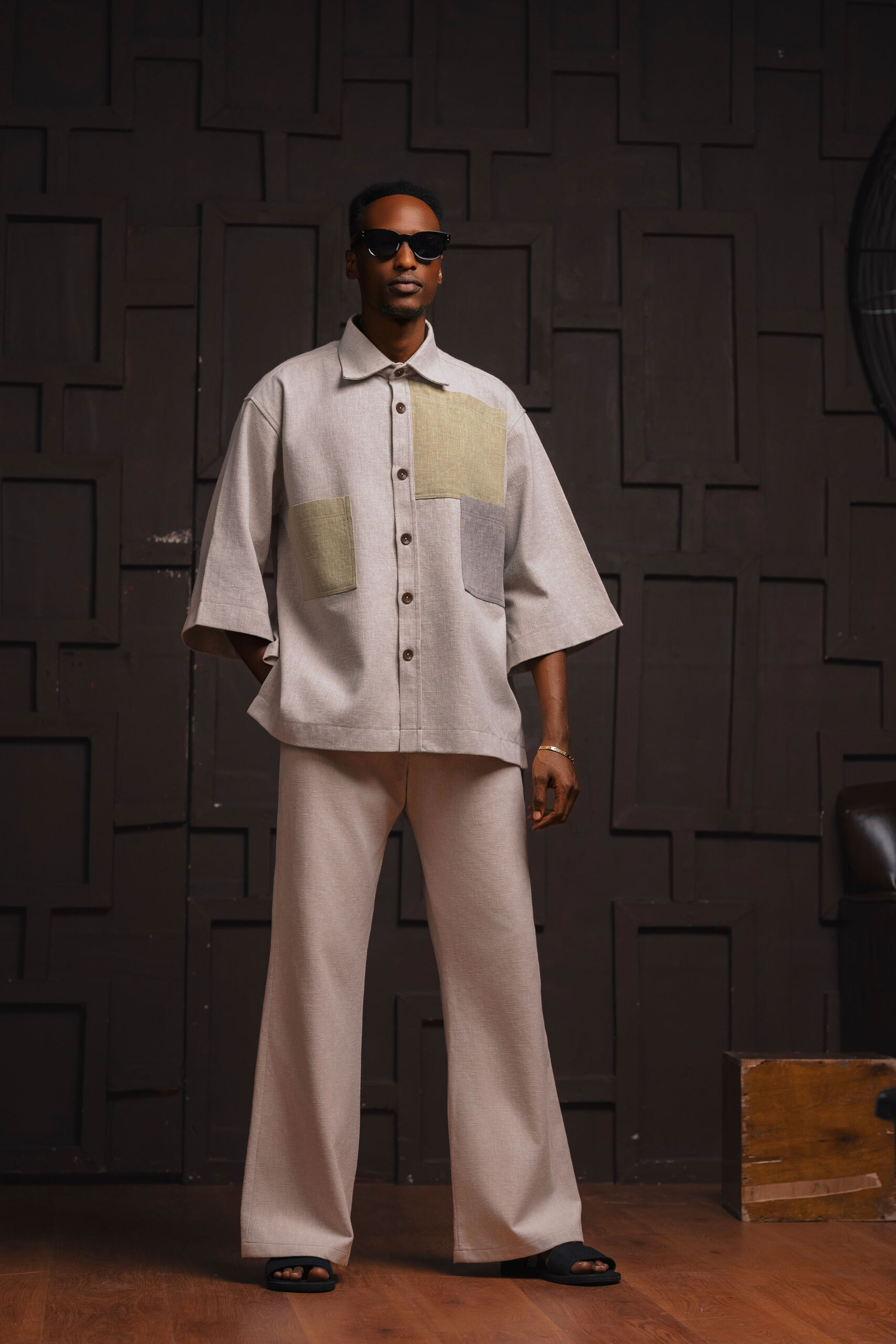 Pocket Detail Linen Shirt and Trouser